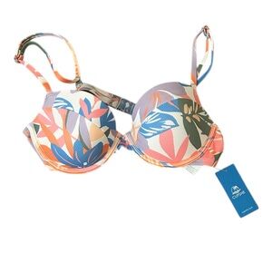 🆕 Cupshe Paneled Underwire Floral Blue Purple Adjustable Strap Swim Top Medium